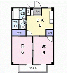 シティハイツ鳥谷 2DKの間取図画像