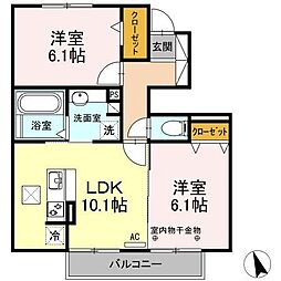 メルベーユ・S 2LDKの間取図画像