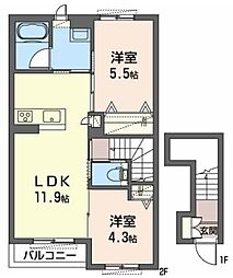 リビエラ 2階2LDKの間取り