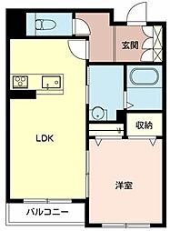 リメインらかん　Ｗ棟・Ｓ棟・Ｅ棟 2階1LDKの間取り