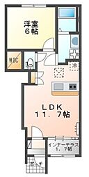 飾磨区中島　新築アパート 103 1階1LDKの間取り
