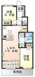 セイクレストA 2LDKの間取図画像