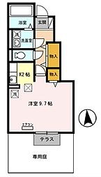 セジュール西土井 1Kの間取図画像