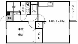 コーポ・モトカワ2 1LDKの間取図画像