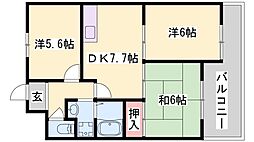 ロイヤルコーポ東雲 3DKの間取図画像