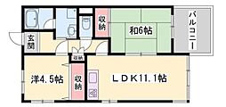 リッチウォーク城の東 2LDKの間取図画像