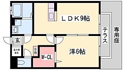 グランフォートB棟 1LDKの間取図画像