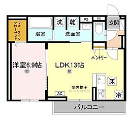 D-PLACE良野 1LDKの間取図画像