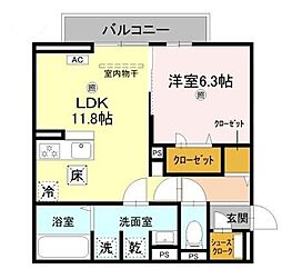 D-PLACE良野 1LDKの間取図画像