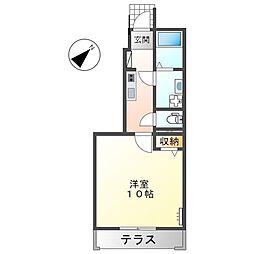 アンベリール 1Kの間取図画像