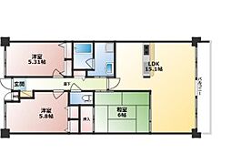 姫路甲丘アーバンコンフォート 3LDKの間取図画像