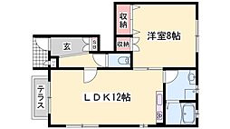 ハイツポジティブ1号棟 1LDKの間取図画像