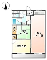 グランドールF 2LDKの間取図画像