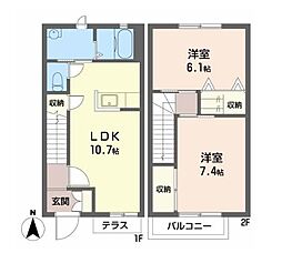 JAメゾンしばまち 2LDKの間取図画像