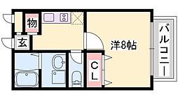 ベルフローラ 1Kの間取図画像
