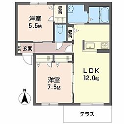 シャーメゾンRosyA棟 2LDKの間取図画像