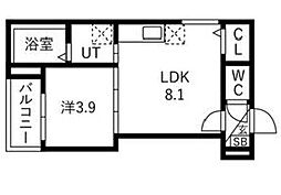 ルアナテラス38 1LDKの間取図画像