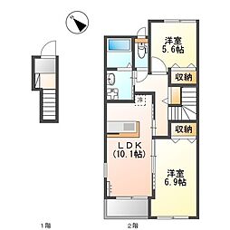 グランディール 2LDKの間取図画像