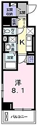 ジュエル3 1Kの間取図画像