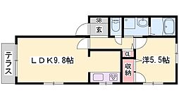 ヴィラージュ西庄A棟 1LDKの間取図画像