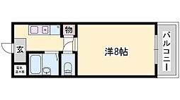 オークヒルズ苫編 1Kの間取図画像