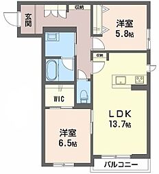 グランメゾン小野 2LDKの間取図画像