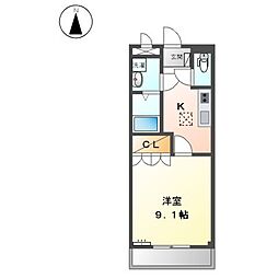 ビアンヒルズ 1Kの間取図画像