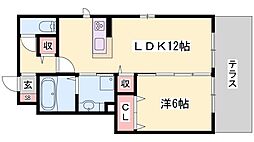 サンセール加佐B 1LDKの間取図画像