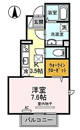 セジュール狭間A 1Kの間取図画像