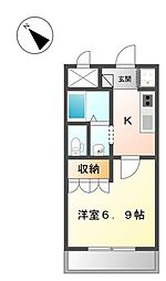 セントラルコート1 1Kの間取図画像