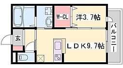 ケイレジデンスウエスト 1LDKの間取図画像