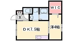クレセント 1DKの間取図画像