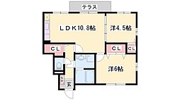 リバーサイドヴィラ東館 2LDKの間取図画像