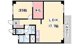 ビラ土山 1LDKの間取図画像