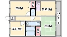 蒲田ハイツ 3DKの間取図画像