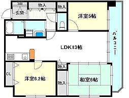 ラシャンス広畑 3LDKの間取図画像
