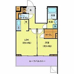 京王線 桜上水駅 徒歩5分の賃貸マンション 5階1LDKの間取り