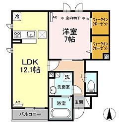 西武新宿線 上井草駅 徒歩8分の賃貸アパート 1階1LDKの間取り