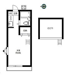 東京メトロ丸ノ内線 新高円寺駅 徒歩9分の賃貸アパート 1階ワンルームの間取り