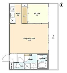 京王線 初台駅 徒歩2分の賃貸マンション 4階1LDKの間取り