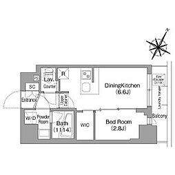 東京メトロ丸ノ内線 新中野駅 徒歩3分の賃貸マンション 10階1DKの間取り