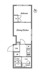 東京メトロ丸ノ内線 荻窪駅 徒歩8分の賃貸マンション 1階1DKの間取り
