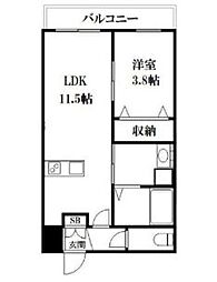 JR中央線 阿佐ケ谷駅 徒歩6分の賃貸マンション 2階1LDKの間取り