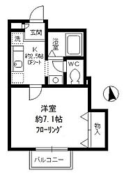京王井の頭線 富士見ヶ丘駅 徒歩4分の賃貸アパート 1階1Kの間取り