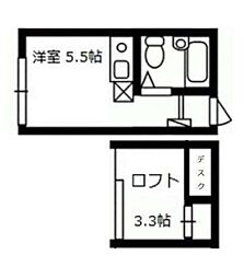 京王井の頭線 吉祥寺駅 徒歩11分の賃貸アパート 1階ワンルームの間取り