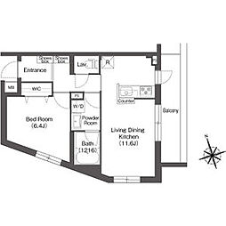 東京メトロ丸ノ内線 方南町駅 徒歩6分の賃貸マンション 2階1LDKの間取り