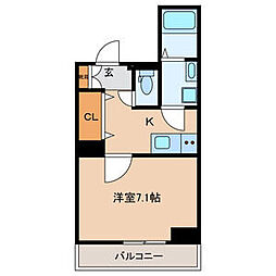 西武新宿線 新井薬師前駅 徒歩4分の賃貸マンション 2階1Kの間取り