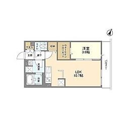 ウェルスクエア渋谷本町 1LDKの間取図画像