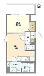 ウェルスクエア中野坂上 1DKの間取図画像