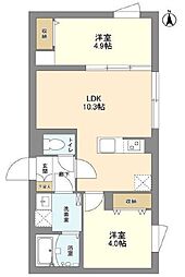 ウェルスクエア中野坂上 2LDKの間取図画像